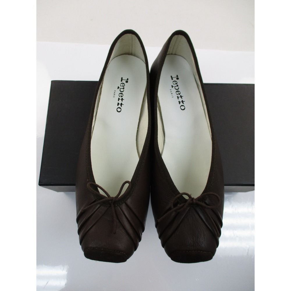 Repetto Ballet Flats 39/US size 8 Chocolate Brown Leather Square Toe French Chic - Picture 7 of 12